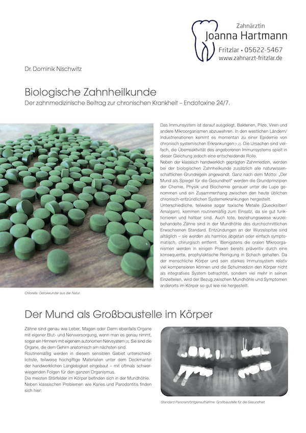 Broschüre Biologische Zahnmedizin